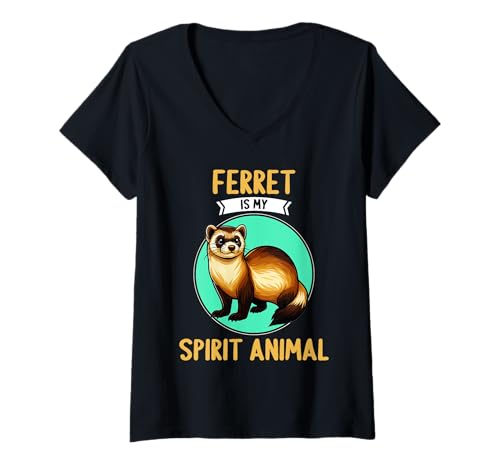 Damen Frettchen T-Shirt mit V-Ausschnitt Damen Frettchen T-Shirt mit V-Ausschnitt von Frettchen Tier Shop
