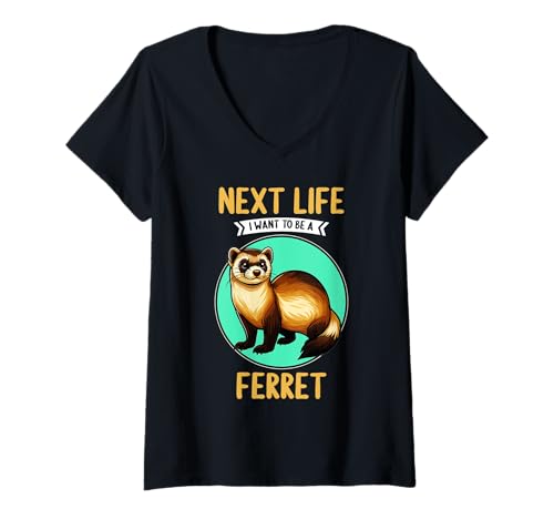 Damen Frettchen T-Shirt mit V-Ausschnitt Damen Frettchen T-Shirt mit V-Ausschnitt von Frettchen Tier Shop