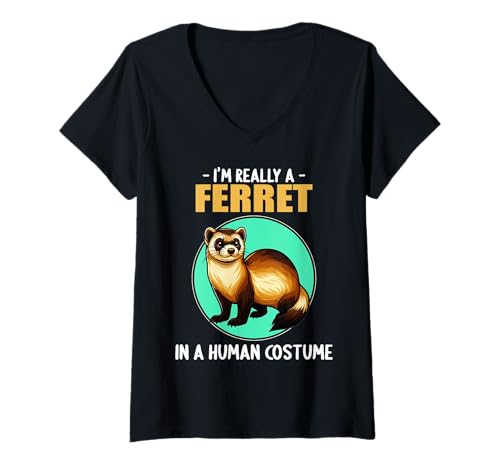 Damen Frettchen T-Shirt mit V-Ausschnitt Damen Frettchen T-Shirt mit V-Ausschnitt von Frettchen Tier Shop