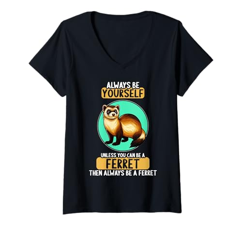 Damen Frettchen T-Shirt mit V-Ausschnitt Damen Frettchen T-Shirt mit V-Ausschnitt von Frettchen Tier Shop