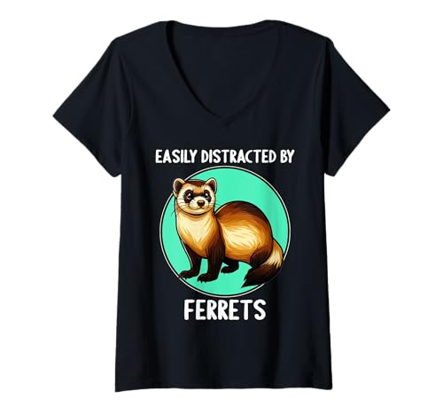 Damen Frettchen T-Shirt mit V-Ausschnitt Damen Frettchen T-Shirt mit V-Ausschnitt von Frettchen Tier Shop