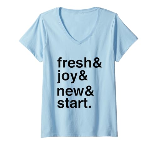Damen Neuanfang Und Positive Energie Für Neue Reisen T-Shirt mit V-Ausschnitt Damen Neuanfang Und Positive Energie Für Neue Reisen T-Shirt mit V-Ausschnitt von Freude Am Neuanfang