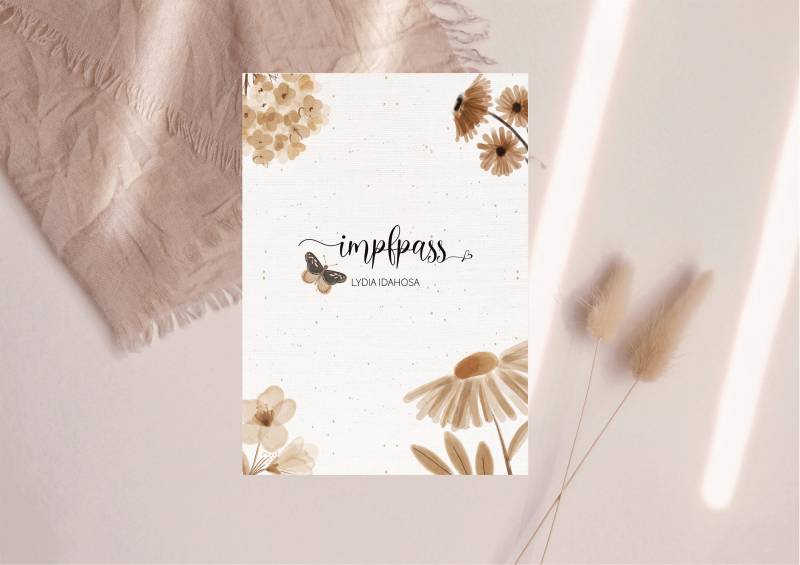 Impfpass-Hülle Auf Hochwertigem Leinwandpapier 100% Baumwolle | Boho Blumen| Personalisiert von FreudenPostDE