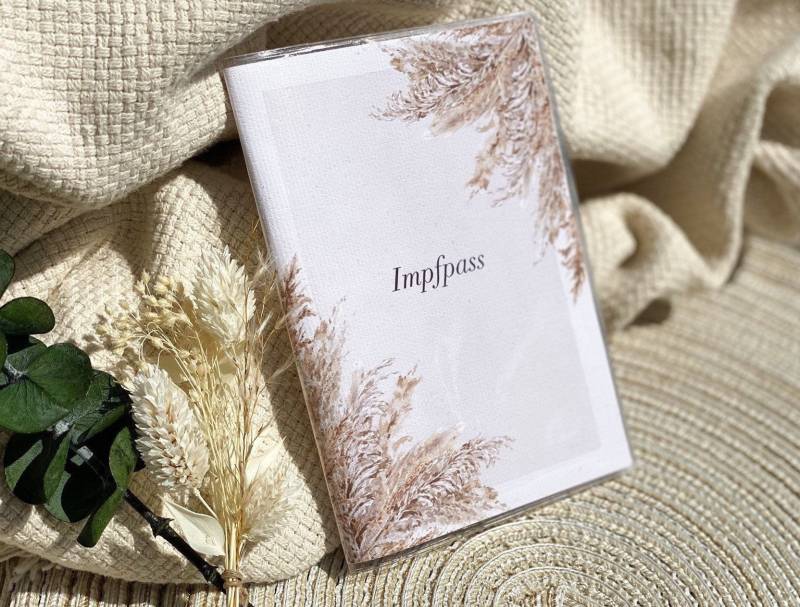 Impfpass-Hülle Auf Hochwertigem Leinwandpapier 100% Baumwolle | Boho Pampasgras Personalisiert von FreudenPostDE