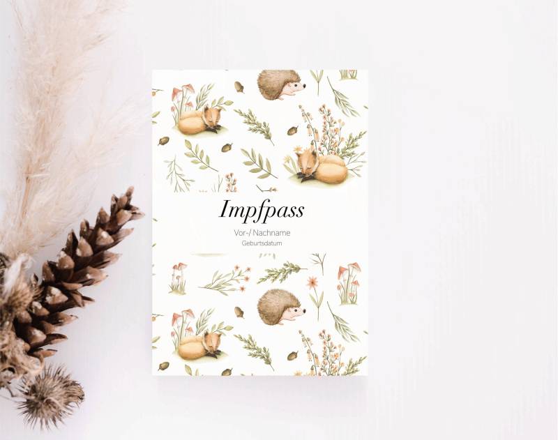 Impfpass-Hülle Auf Hochwertigem Leinwandpapier 100 % Baumwolle | Impfschein Piekspass Waldtiere Personalisiert von FreudenPostDE