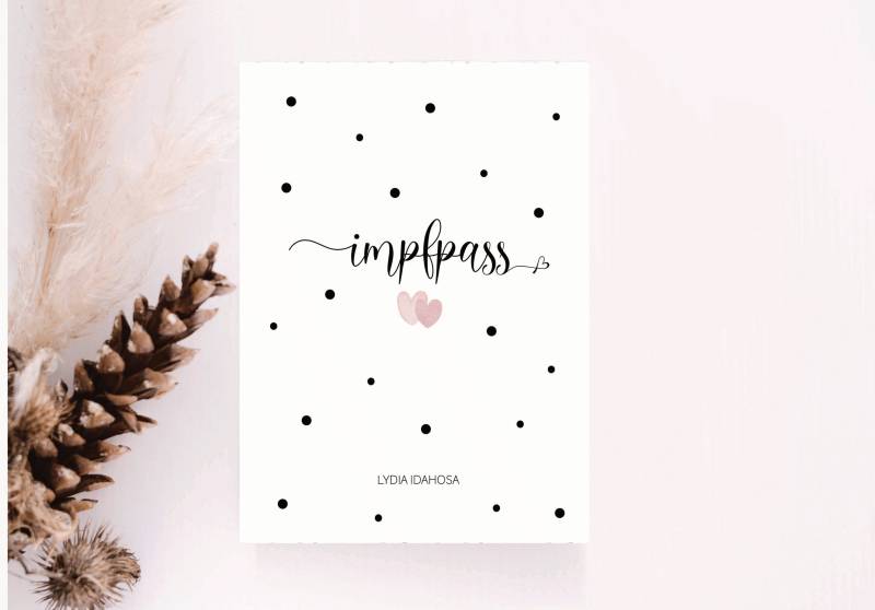 Impfpass-Hülle Auf Hochwertigem Leinwandpapier 100% Baumwolle | Punkte Schwarz Personalisiert von FreudenPostDE