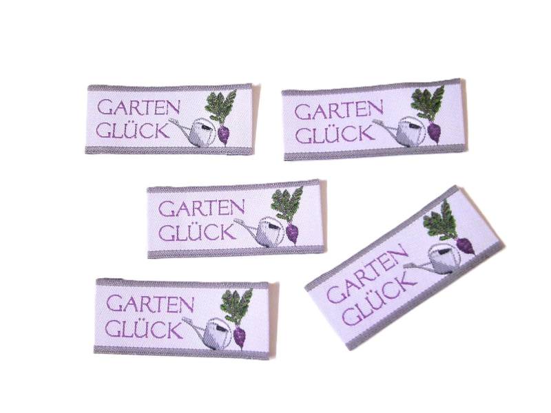 5 Webetiketten "Gartenglück" 45 X 20 Mm Vorgefaltet 5 Webetiketten "Gartenglück" 45 X 20 Mm Vorgefaltet von FreuleinStephi