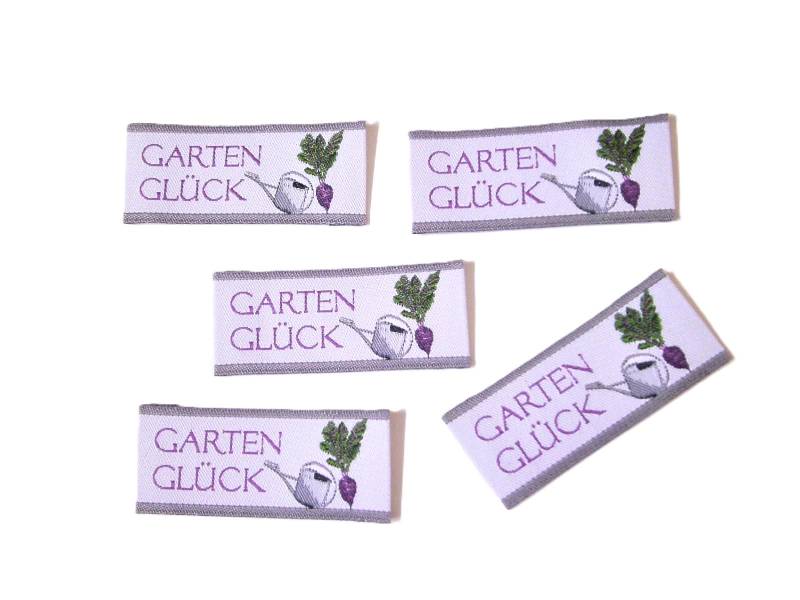 5 Webetiketten "Gartenglück" 45 X 20 Mm Vorgefaltet von FreuleinStephi