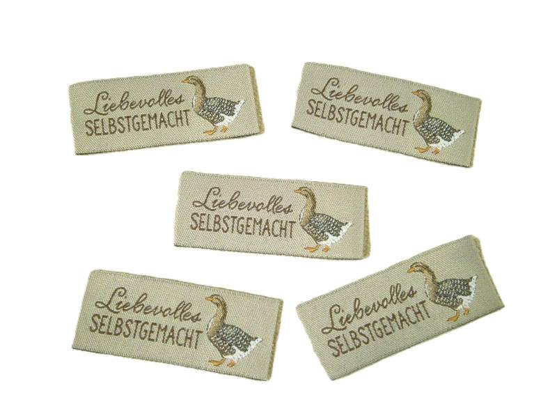 5 Webetiketten - Liebevolles Selbstgemacht Graugans 45 X 20 Mm Vorgefaltet 5 Webetiketten - Liebevolles Selbstgemacht Graugans 45 X 20 Mm Vorgefaltet von FreuleinStephi