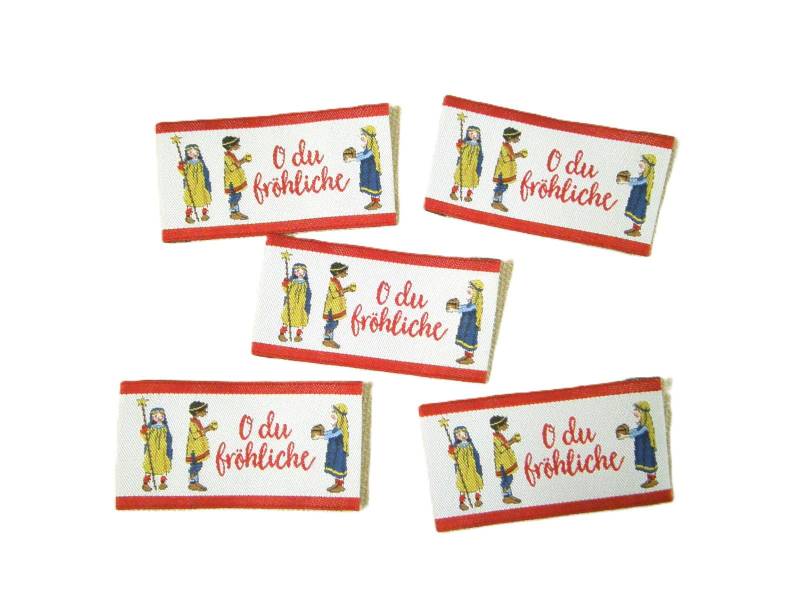 5 Webetiketten "Oh Du Fröhliche" Ca. 30x55 Mm Vorgefaltet von FreuleinStephi
