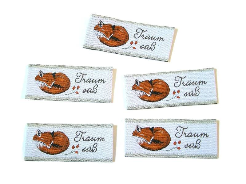 5 Webetiketten "Träum Süß - Fuchs" 45 X 20 Mm Vorgefaltet 5 Webetiketten "Träum Süß - Fuchs" 45 X 20 Mm Vorgefaltet von FreuleinStephi