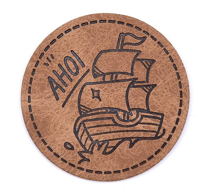 Kunstlederlabel Zum Aufnähen - Ahoi Ca. 45 Mm Durchmesser Kunstlederlabel Zum Aufnähen - Ahoi Ca. 45 Mm Durchmesser von FreuleinStephi