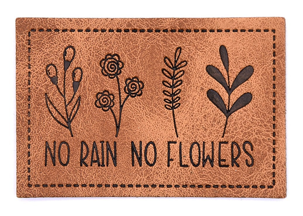 Kunstlederlabel Zum Aufnähen - No Rain Flowers Ca. 40x60 Mm Kunstlederlabel Zum Aufnähen - No Rain Flowers Ca. 40x60 Mm von FreuleinStephi
