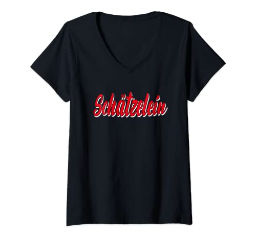 Damen Schätzelein Hasi Mausi Herzchen, fun Lieblingsmensch Schatzi T-Shirt mit V-Ausschnitt Damen Schätzelein Hasi Mausi Herzchen, fun Lieblingsmensch Schatzi T-Shirt mit V-Ausschnitt von Freund Freundin Liebe Frau Mann lustig Spruch