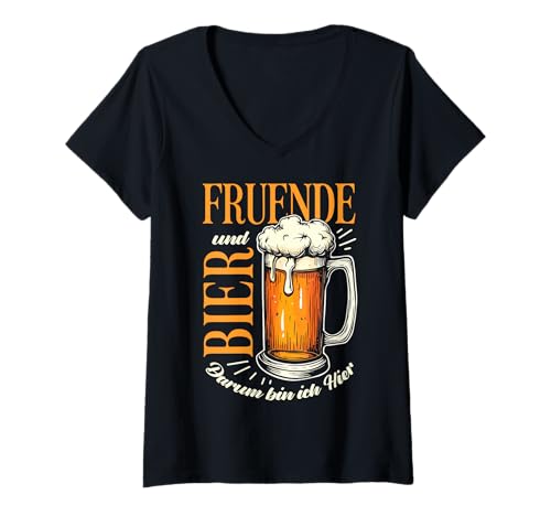 Damen Freunde Bier Vatertag Lustig Saufen Kneipe Spaß Papa Männer T-Shirt mit V-Ausschnitt von Freunde Bier Party Spruch Lustig Männer Geschenk