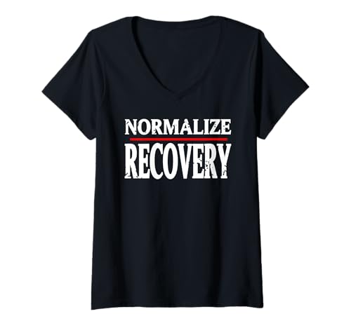 Damen Normalisiere Genesung Unterstützung Psychische Gesundheit T-Shirt mit V-Ausschnitt Damen Normalisiere Genesung Unterstützung Psychische Gesundheit T-Shirt mit V-Ausschnitt von Freunde der Nüchternheit und des Wohlbefindens