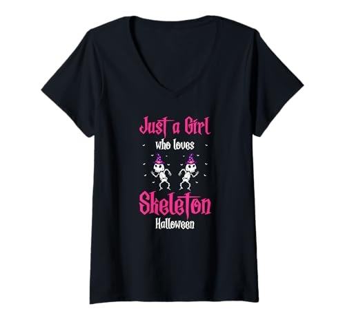 Damen Lustige Gruselige Skelett Halloween Kostüm Fans T-Shirt mit V-Ausschnitt Damen Lustige Gruselige Skelett Halloween Kostüm Fans T-Shirt mit V-Ausschnitt von Freunde von Lustigen Skelett Halloween Szenen