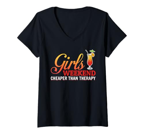 Damen Girls Trip Therapie Wochenende Party Freundinnen T-Shirt mit V-Ausschnitt von Freundinnen Wochenende Junggesellin