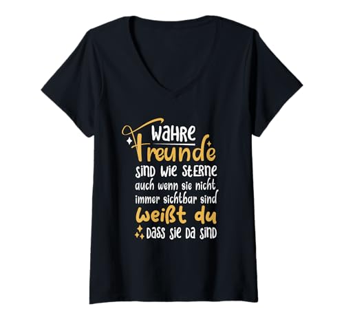 Damen Wahre Freunde sind wie Sterne immer für Dich da Beste Freund T-Shirt mit V-Ausschnitt von Freundschaft Wahre Freunde Freundschaftsgeschenk