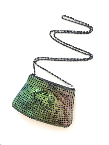 Vintage Mini Crossbody Geldbörse für Frauen - Glänzendes Metallgeflecht Münz- und Kartenhalter mit Kette, kleine Abendtasche, Mehrfarbig, Mini von Frewahmesh