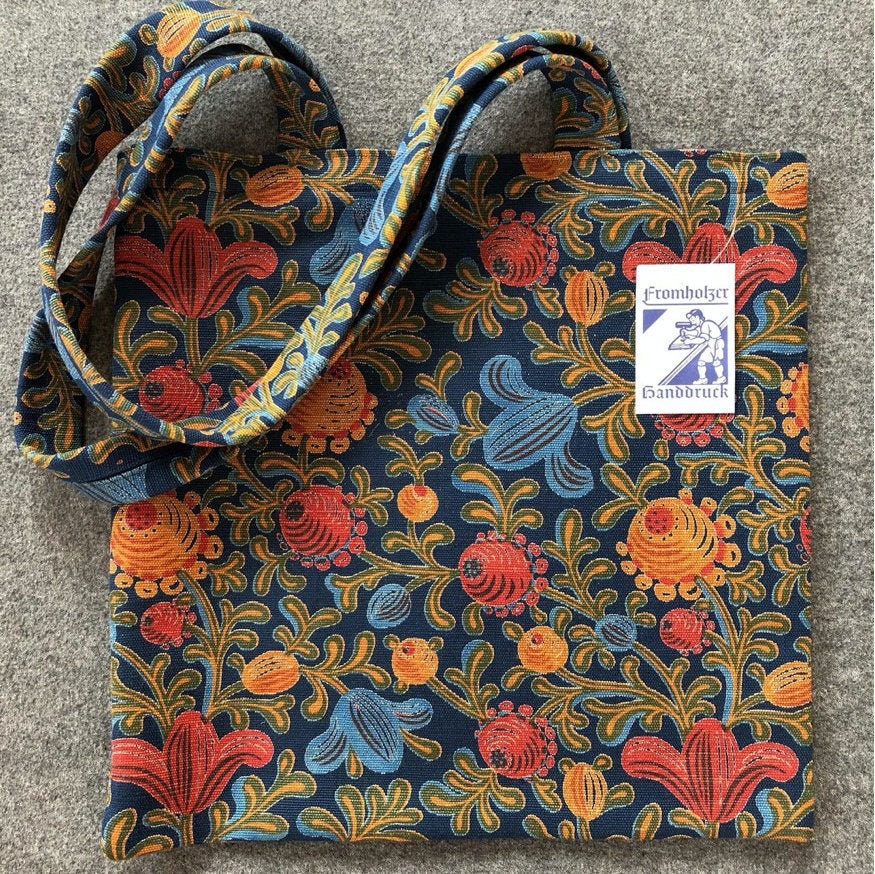 Leinentasche Jutetasche Blaudruck Tölzer Rose Wallach-Druck Handdruck Bayern Leinentasche Jutetasche Blaudruck Tölzer Rose Wallach-Druck Handdruck Bayern von FreyStilBayern