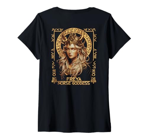Damen Freya - Göttin der nordischen Mythen Wikinger Kultur T-Shirt mit V-Ausschnitt von Freya Viking Nordische Mythologie Odin Thor