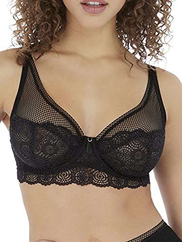 Freya Damen Expression Deep High Apex Underwire Bra Plunge-BH, Undurchsichtige, Schwarz, 85DD von Freya