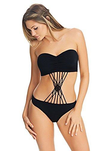 Freya Damen Macramé String and Knot Bandeau Monokini with Underwire Einteiliger Badeanzug, schwarz, 75D von Freya