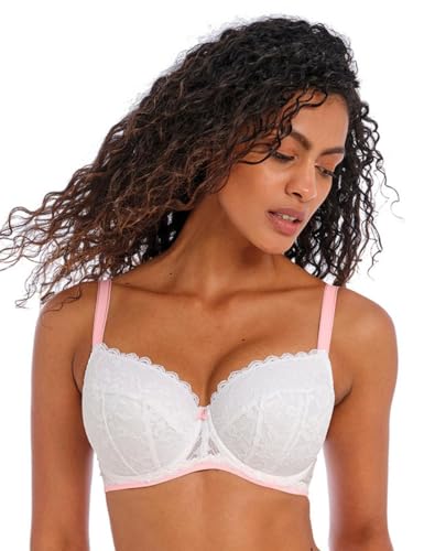 Freya Damen Offbeat Underwire Padded Half Cup Gepolsterter BH, Weiss/opulenter Garten, 70F von Freya
