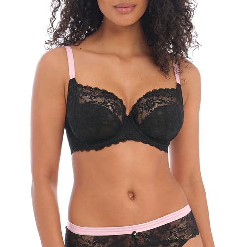 Freya Damen Offbeat Bügel Seitlicher Stützfunktion BH mit voller Abdeckung, Undurchsichtige, Schwarz, 85DD von Freya