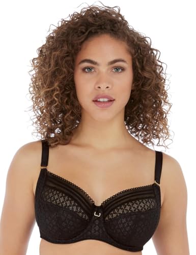 Freya Damen Viva Lace Underwire Side Support Bra BH mit voller Abdeckung, Blickdicht, Spitze Noir, 38J von Freya