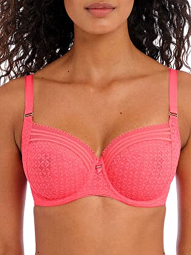 Freya Damen Viva Spitzen-Bügel seitlicher Stützung BH mit voller Abdeckung, Blickdicht, Sunkissed Coral, 75D von Freya