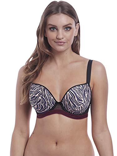 Freya Damen Wild Molded Plunge Deco Printed Underwire Bra T-Shirt-BH, Schwarz Zebra, 85C von Freya