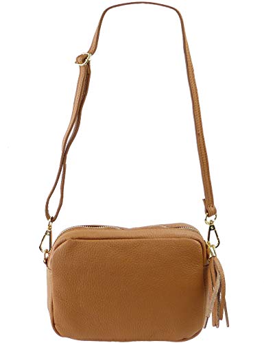 Freyday Echtleder Umhängetasche Clutch kleine Tasche Abendtasche 20x15cm C02 (Cognac) von Freyday