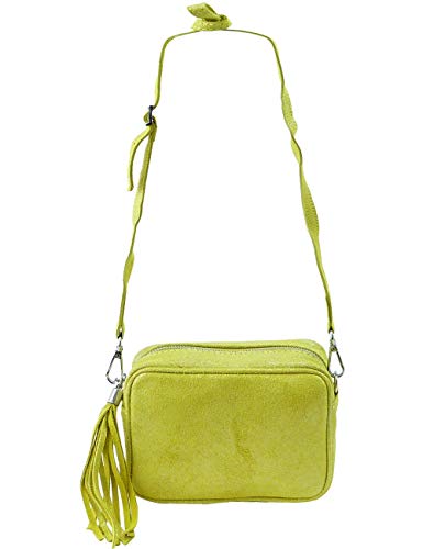 Freyday Echtleder Umhängetasche Clutch kleine Tasche Abendtasche 20x15cm C02 (Gelb Glitzer) von Freyday