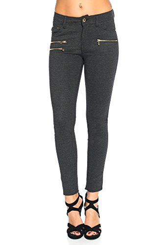 Freyday Modische Bequeme Damen Jeggings Leggings Fit Hüfthose Skinny Stretch Slimfit (Anthrazit Meliert, 38) von Freyday