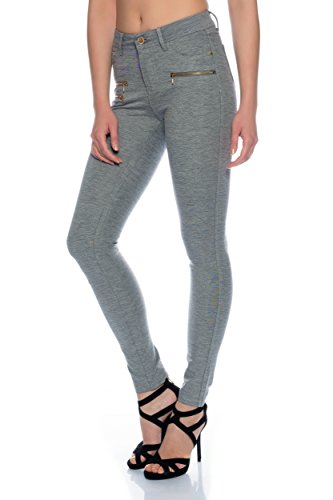 Freyday Modische Bequeme Damen Jeggings Leggings Fit Hüfthose Skinny Stretch Slimfit (Dunkelgrau Meliert, 40) von Freyday