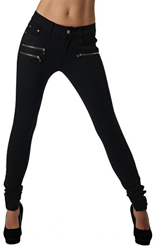 Freyday Modische Bequeme Damen Jeggings Leggings Fit Hüfthose Skinny Stretch Slimfit (Schwarz, 34) von Freyday