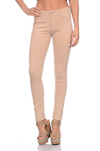 Freyday Modische Damen Jeggings Leggings Hüfthose Stretch Slimfit (L, Beige),Etikettgröße:40 von Freyday