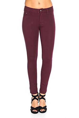 Freyday Modische Damen Jeggings Leggings Hüfthose Stretch Slimfit (L, Bordeaux),Etikettgröße:40 von Freyday