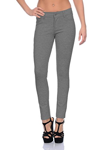 Freyday Modische Damen Jeggings Leggings Hüfthose Stretch Slimfit (L, Dunkelgrau meliert),Etikettgröße:40 von Freyday