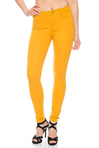 Freyday Modische Damen Jeggings Leggings Hüfthose Stretch Slimfit (Senfgelb, L),Etikettgröße:40 von Freyday