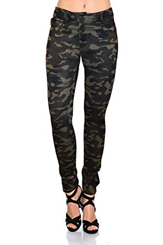 Modische Damen Jeggings Leggings Hüfthose Skinny Stretch Slimfit (Woodland/Flecktarn, 42) von Freyday