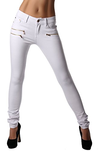 Freyday Modische Bequeme Damen Jeggings Leggings Fit Hüfthose Skinny Stretch Slimfit (Weiß, 42) von Freyday