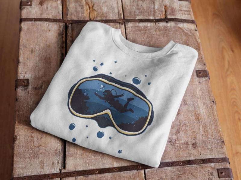 Bügelbild // Taucherbrille Im Wasser-Look Dtf-Druck Direkt Auf Stoff Pressbar von FreyjaAndraya