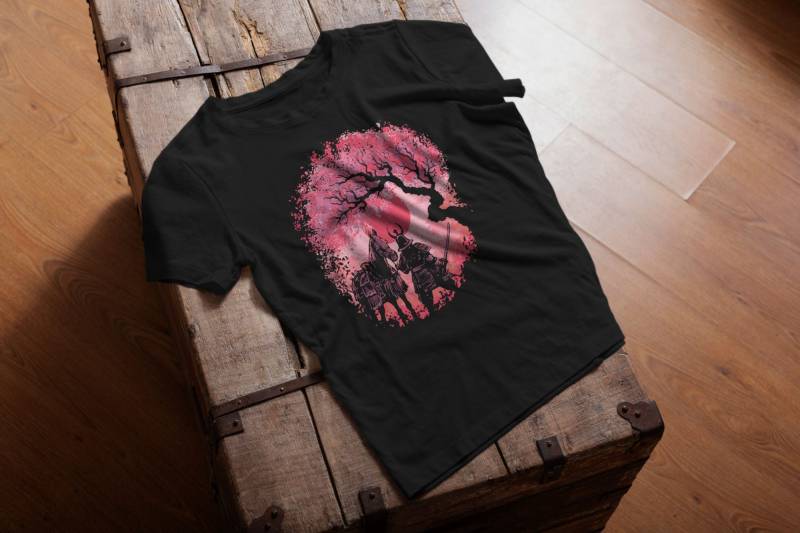 Bügelbild - Samurai Mit Blutmond Direkt Auf Stoff Pressbar von FreyjaAndraya