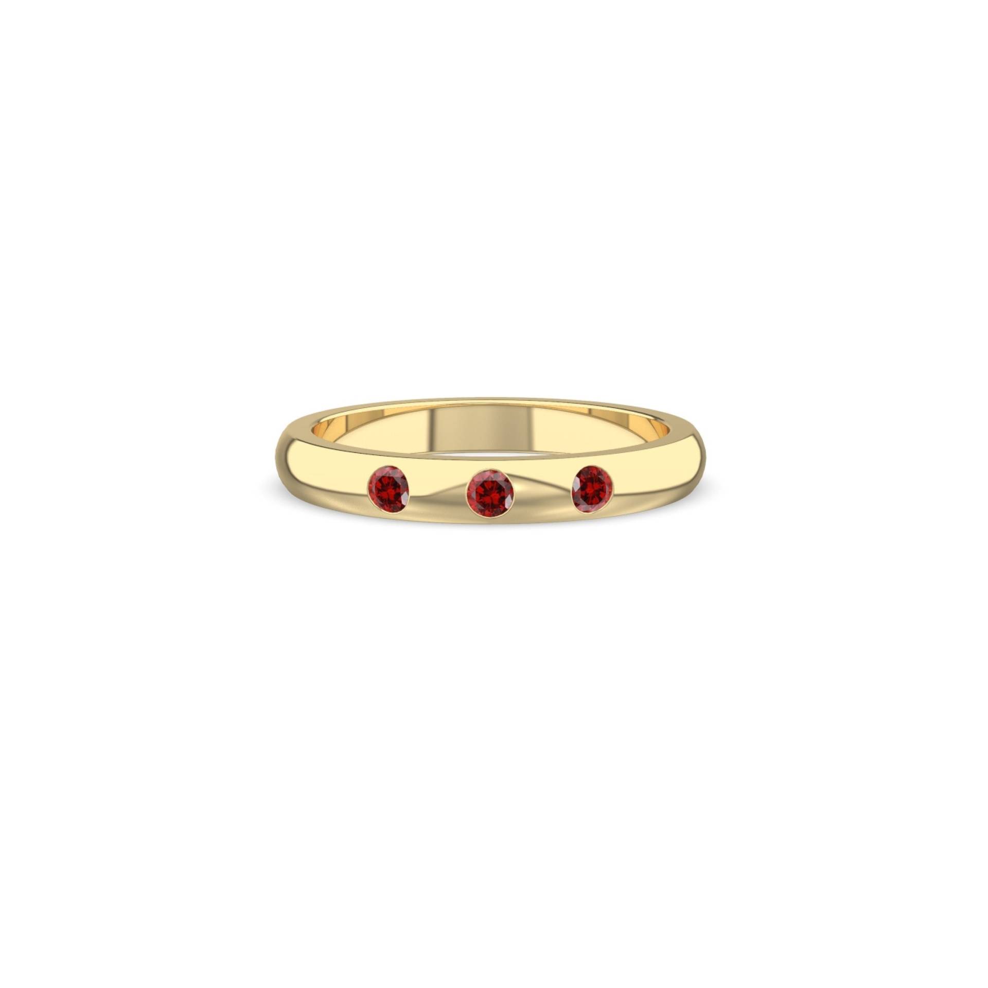 Drei Stein Granat Eheringe, 14K Gold Ring, Herren Verlobungsring, Verlobungsring Für Ihn, Unisex Geschenk, Comfort Fit Band von FreyjaFineJewellery