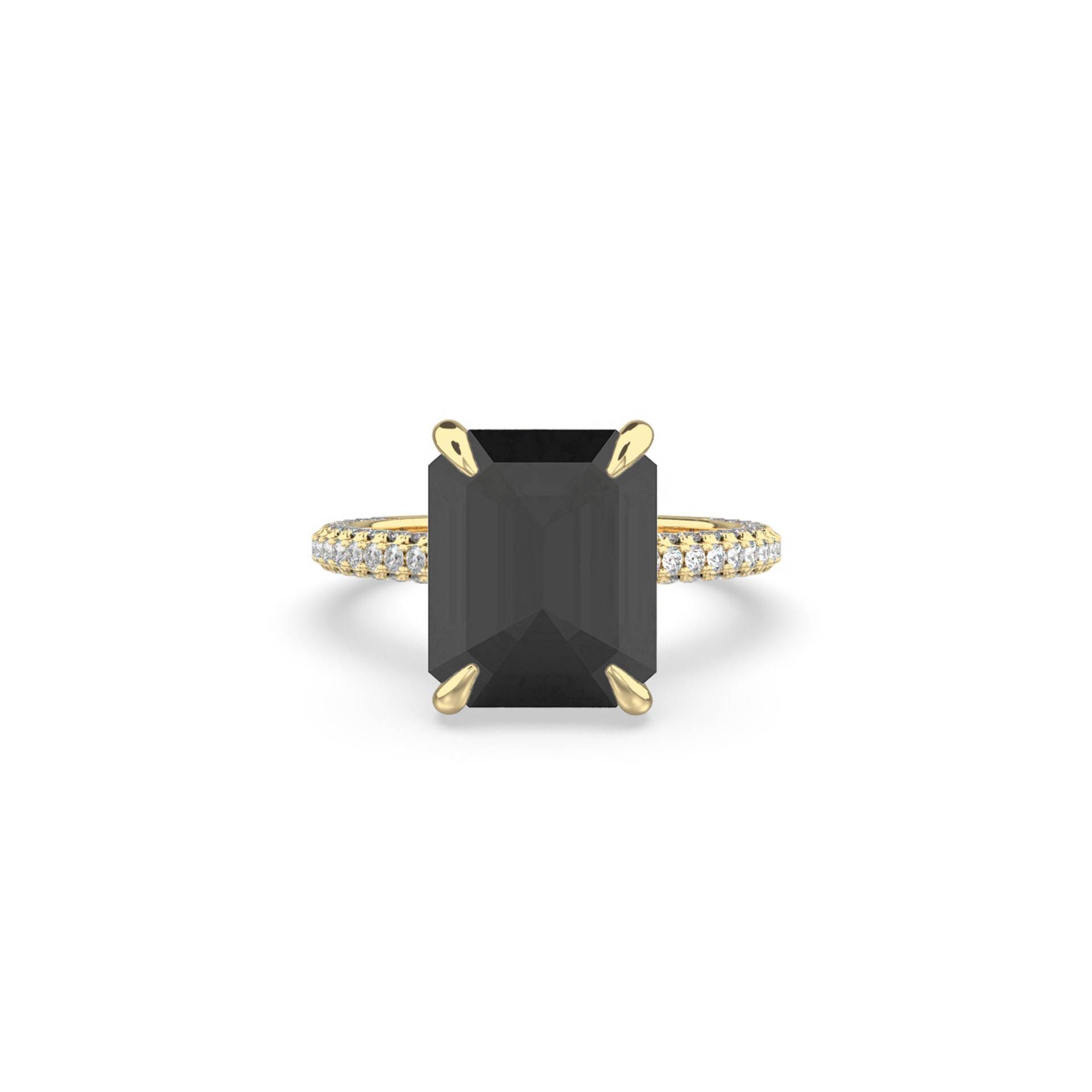 Smaragdschliff Onyx Verlobungsring, Schwarzer Ehering, Versteckter Halo Ring, Cluster Jahrestag Diamant Ring Für Frauen von FreyjaFineJewellery