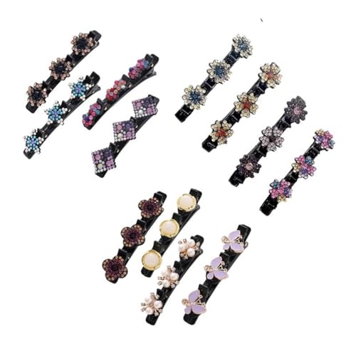 Blumen-Haarspangen – Kristall-Haarnadeln | 4 Stück Blumen-Strass – Accessoires Blumen-Haarnadeln | Doppel-Pony-Frisur – Alltagskleidung für Zöpfe, Frauen und Mädchen von Frfik