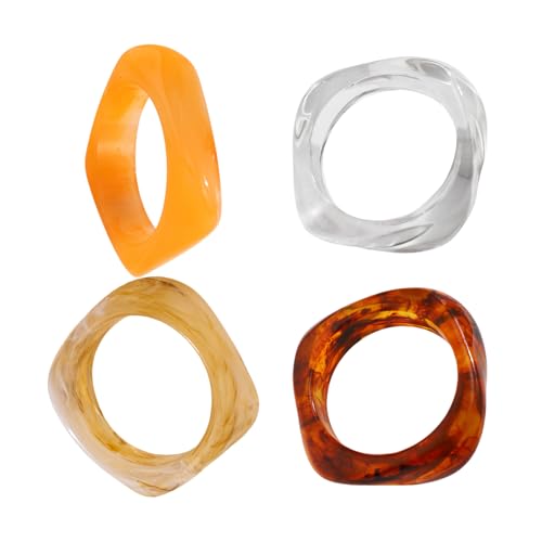 Frfik Armreif Für Damen - 4-teiliges Punk Vintage Harz Armband Set | Geometrischer Cuff Ästhetischer Armschmuck Für Alltag Streetwear Partys Dates Urlaub Geburtstag von Frfik